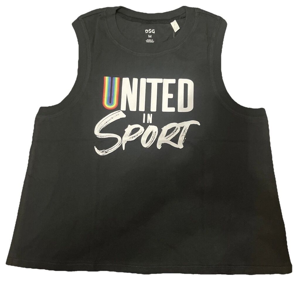 DSG United In Sport PRIDE Tank Top Shirt Medium Black NEW Rainbow Athletic Gym